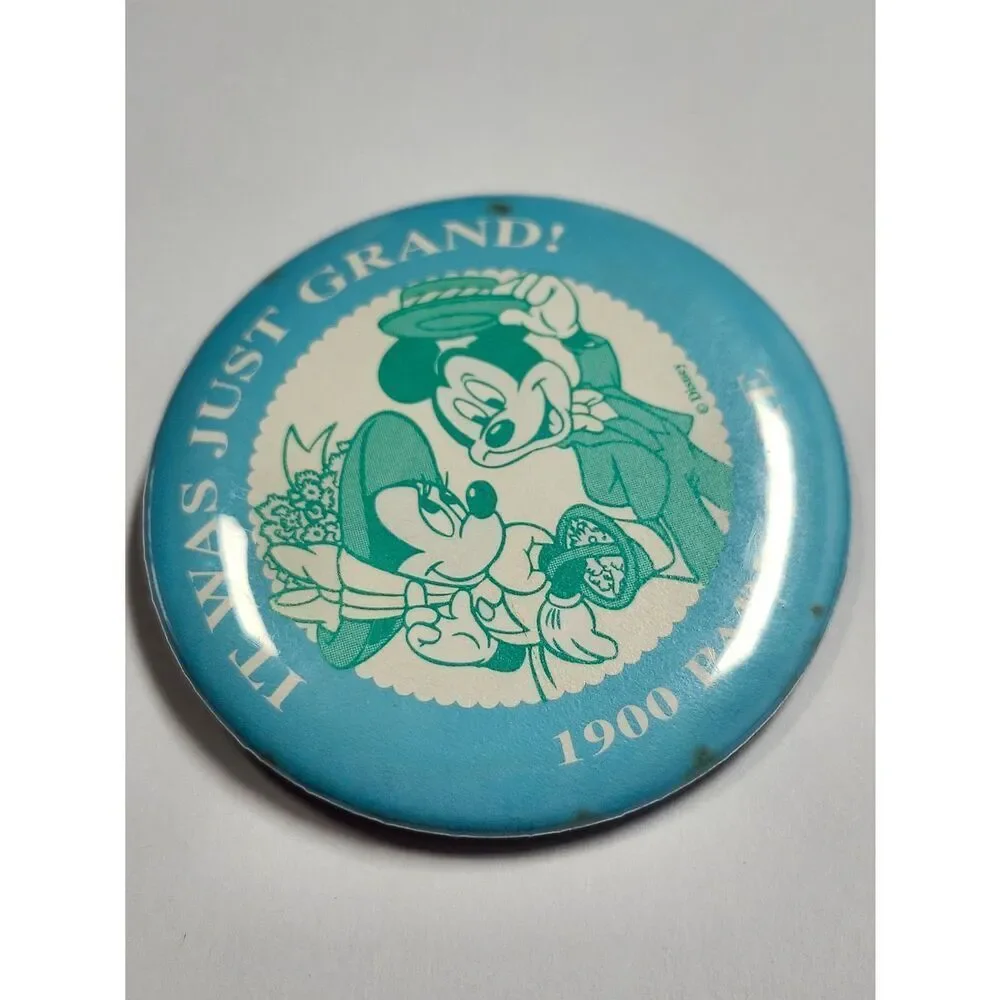 PIN BUTTON - Disney World - Mickey & Minnie - It Was Just Grand - 1900 Park Fair